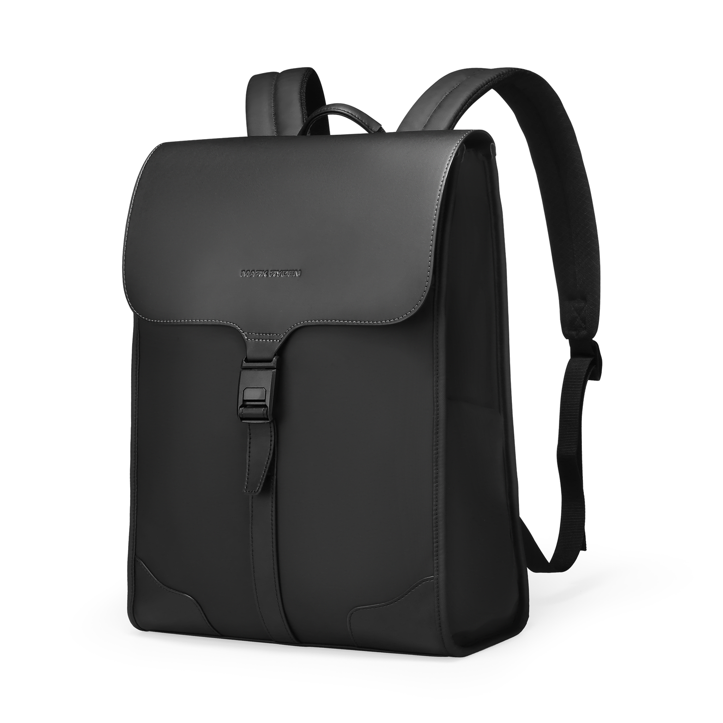MUKE I: Classic Business Work Black Leather Backpack