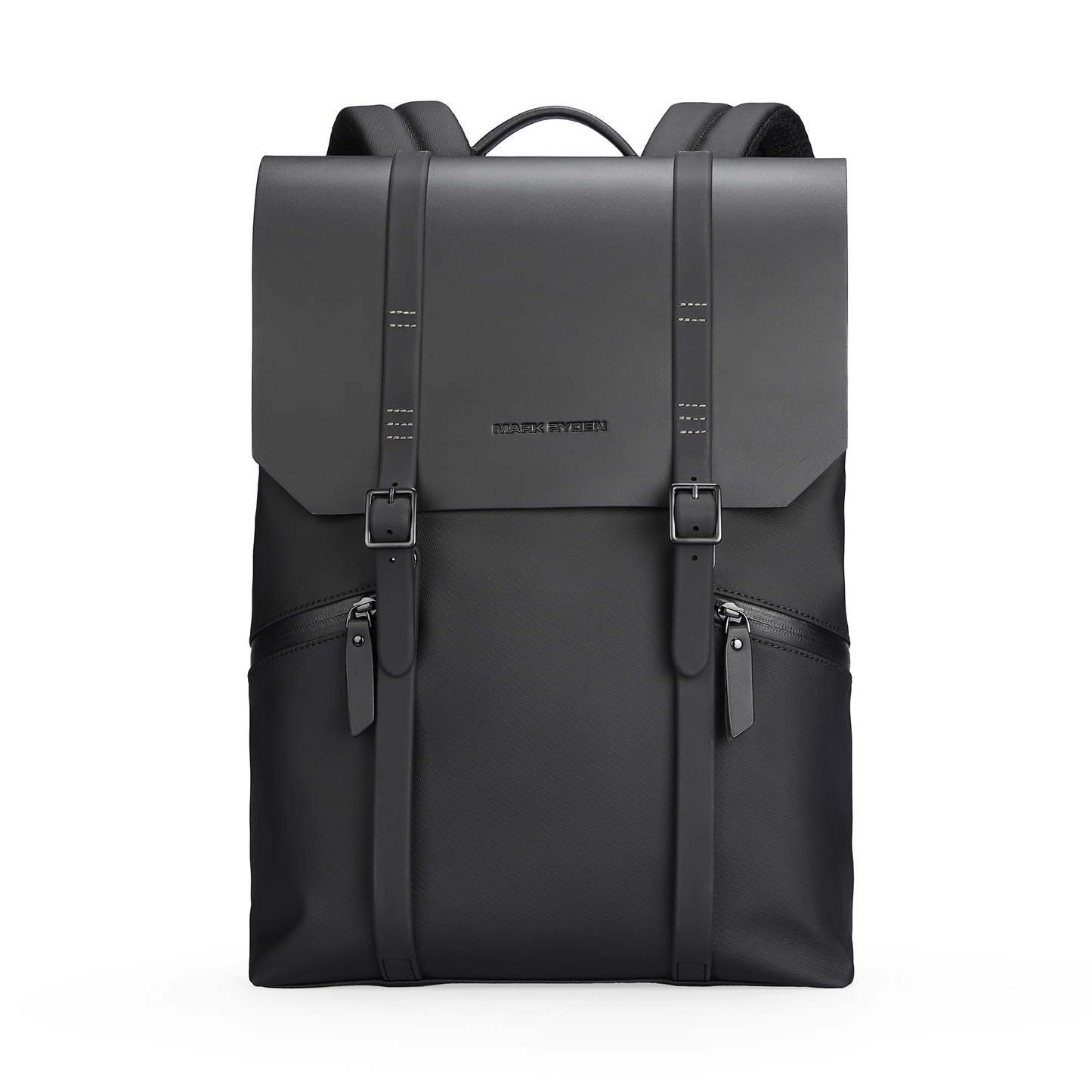 MUKE II: Classic Business Work Black Leather Backpack