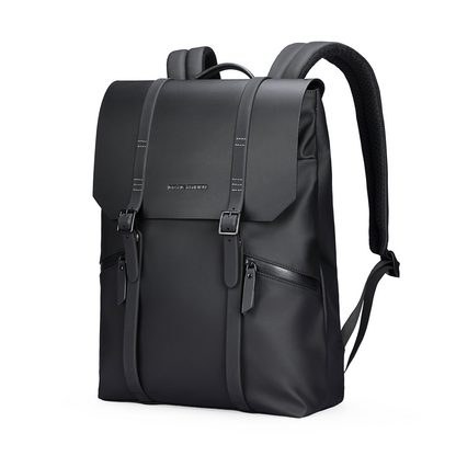 MUKE II: Classic Business Work Black Leather Backpack
