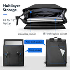 MUKE II Classic Business Work Black Leather Backpack