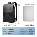 MUKE II Classic Business Work Black Leather Backpack