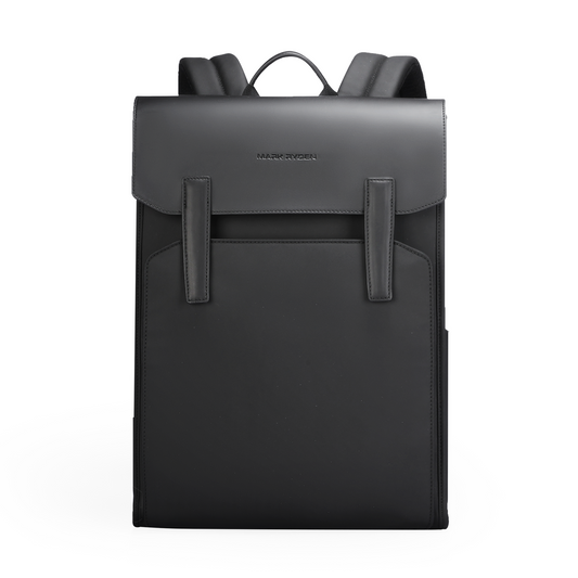 MUKE III: Classic Business Work Black Leather Backpack