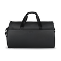 Black water-resistant business suit travel bag by Mark Ryden, featuring high capacity, multipurpose compartments, dual handles, and textured lower panel.