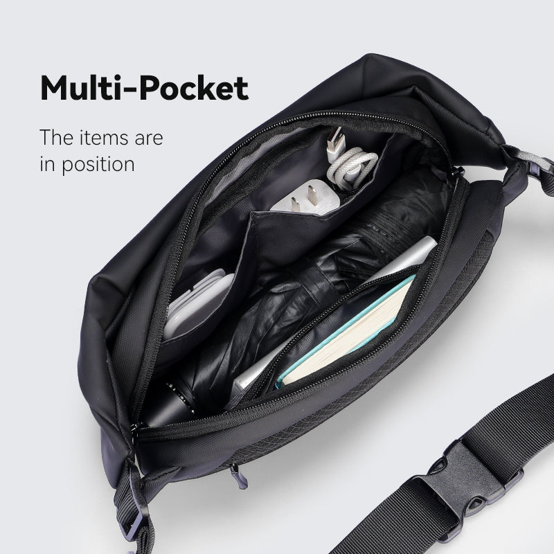 RapidPack Lite: Tri-Compartment Waterproof Sling Pack for Commute