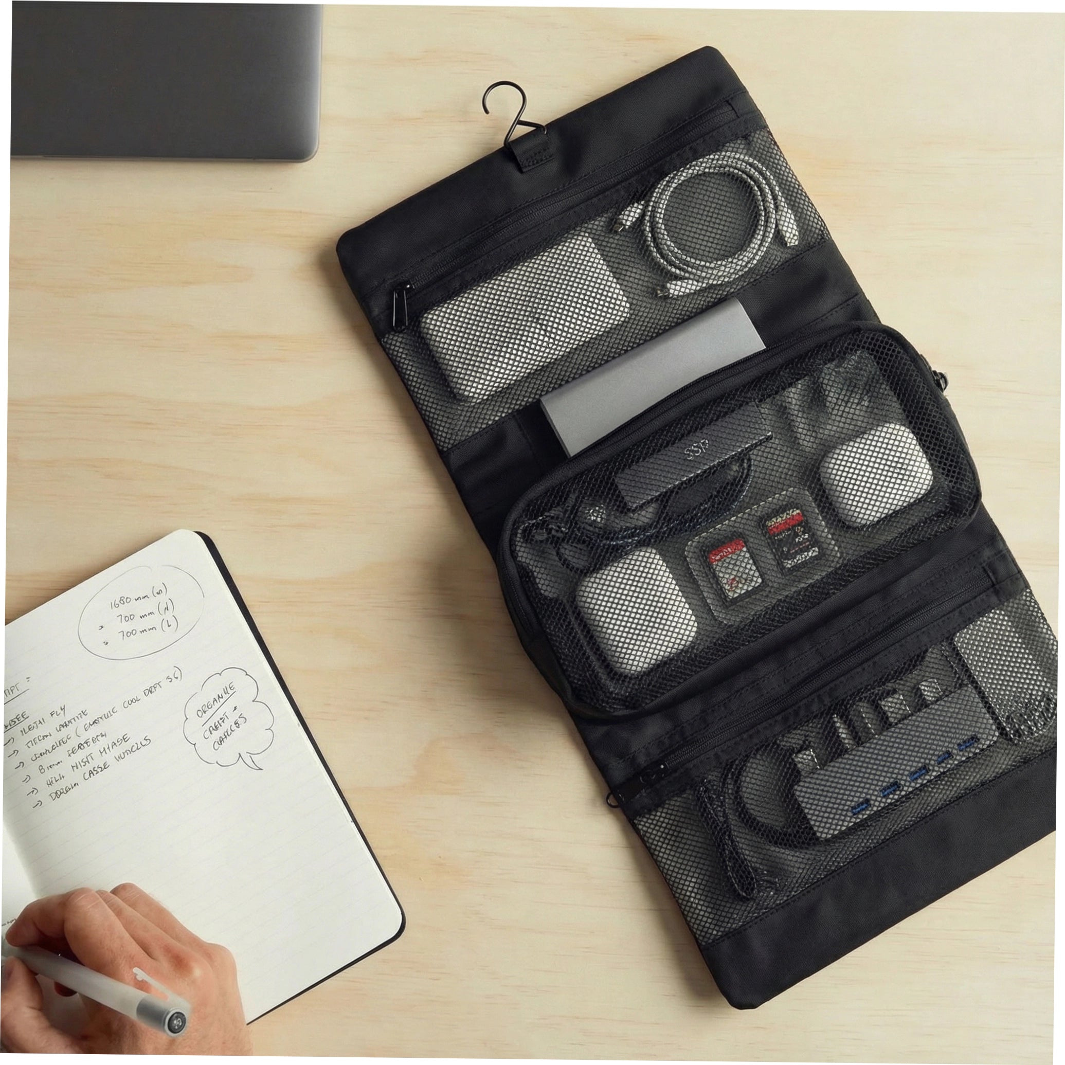 MagiClip: Wet-Dry Separate Toiletry Bag with Toothbrush Holder For Daily