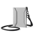 Mark Ryden Global silver anti-theft crossbody boarding card wallet with black strap