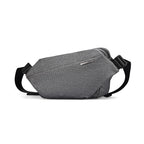 Fingon Ⅰ gray leather large capacity city commuter daily messenger bag with black adjustable straps and front zip pocket from Mark Ryden Global