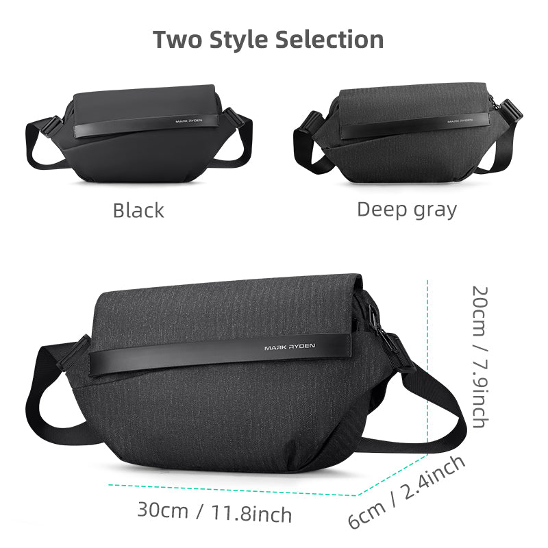 Fingon II - Sac à bandoulière quotidien en cuir imperméable de grande capacité pour les déplacements urbains
