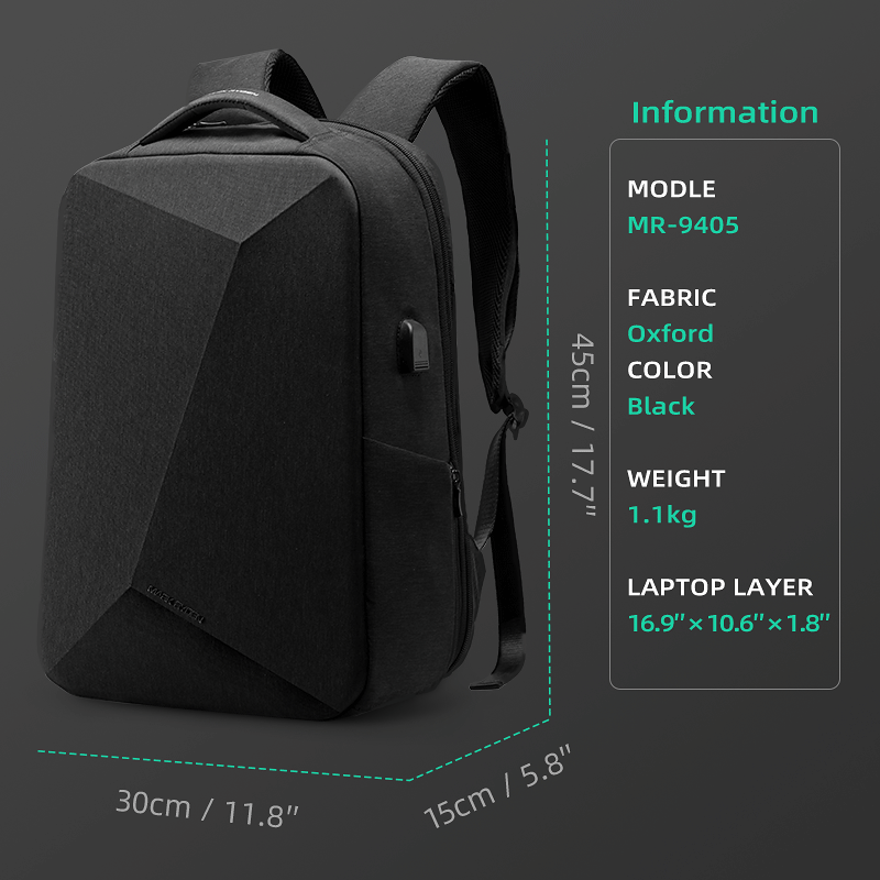 Protector I : Sac à dos multifonctionnel pour ordinateur portable, coque rigide, étanche, anti-rayures 
